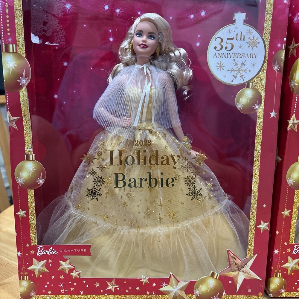 Barbie 13" Signature 2023 Holiday Collector Doll Golden Gown Blonde Hair New